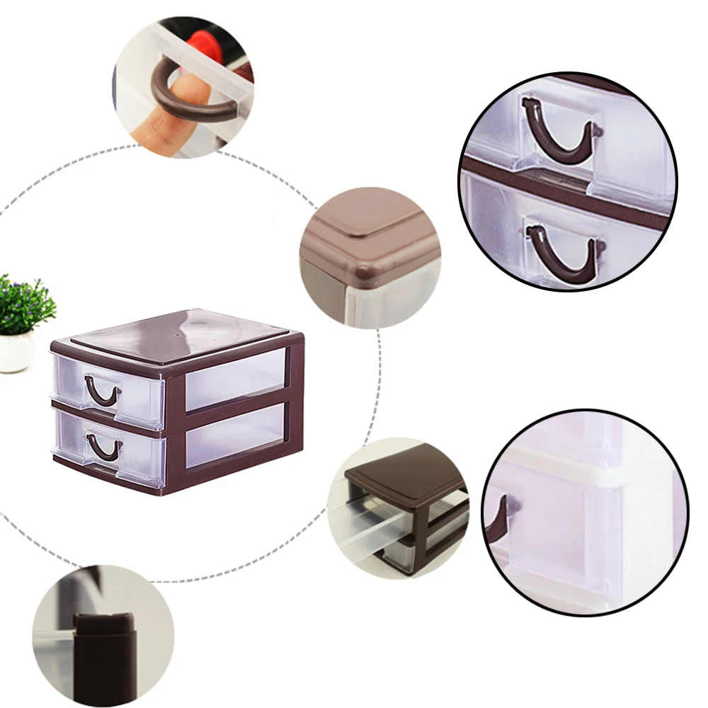 2 Layers Plastic Desktop Drawer Makeup Jewelry Organizer Holder