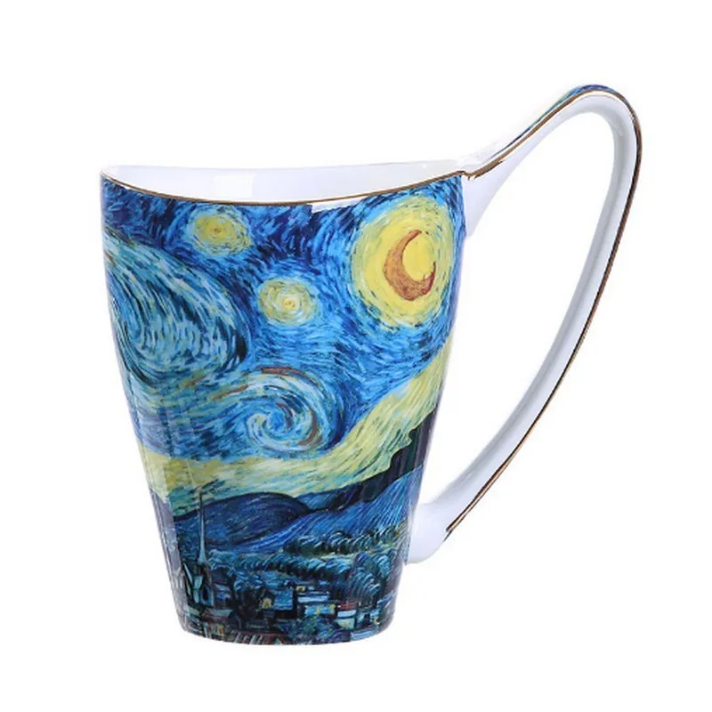 

Bone China Van Gogh Famous Paintings Art Mugs Large Capacity Sower Sunflowers Coffee Cafe Home Office Literature Ceramics Cup