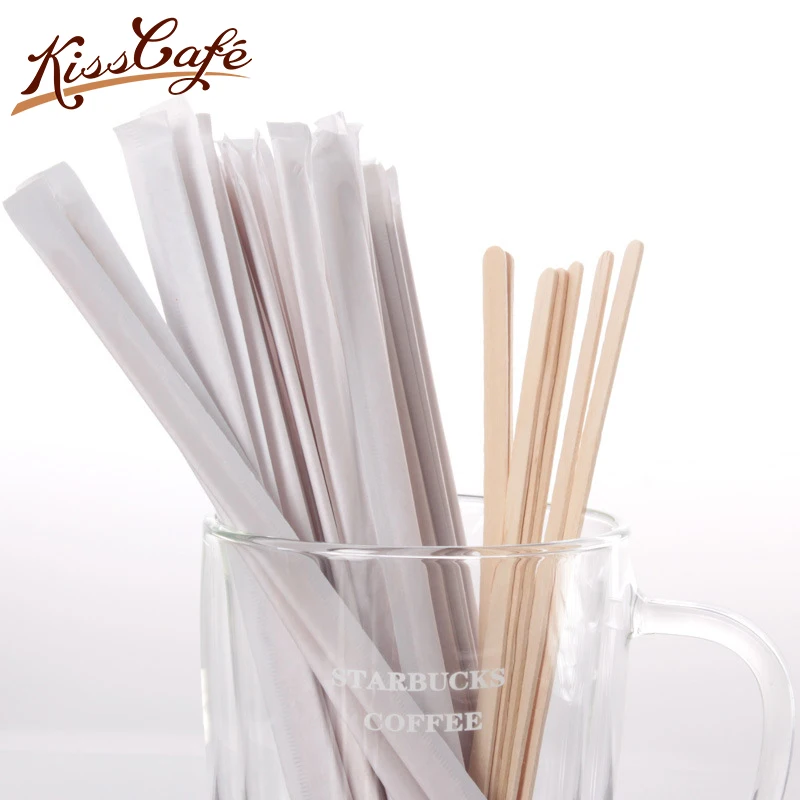 

500 Pcs Disposable Birchwood Tea Wood Coffee Stir Sticks Wooden Stirrers 19cm