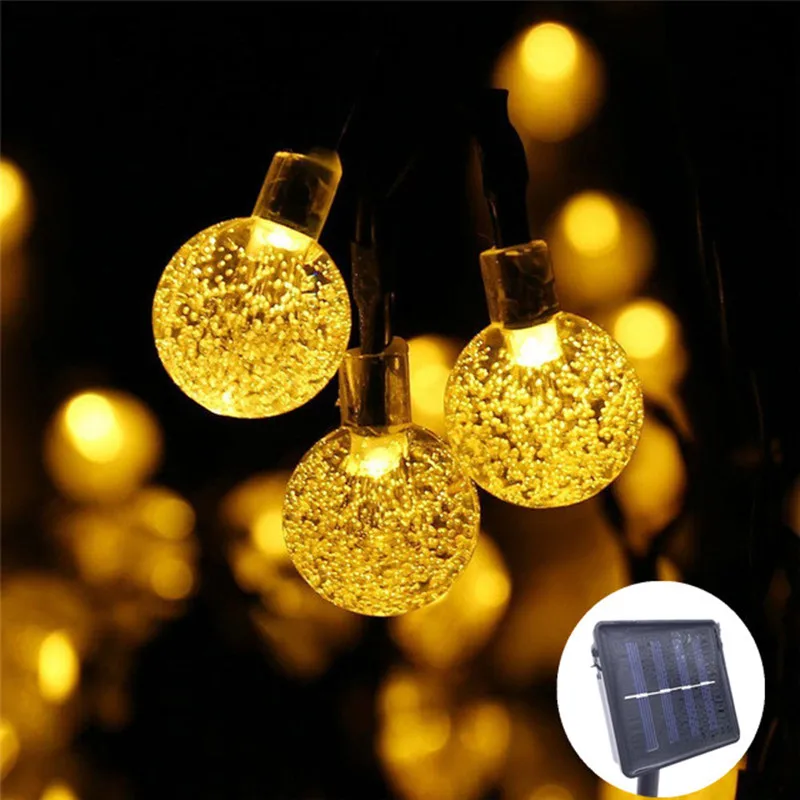 Preise Neue 50 LEDS 10 M Kristall ball Solar Lampe Power LED String Fairy Lichter Solar Girlanden Garten Weihnachten Decor Für outdoor