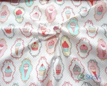 

10meter High quality DIY sewing curtain quilt cotton cloth 160cm width New flower ice cream printed cotton fabrics for patchwork