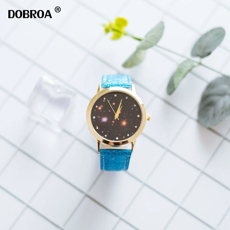 Relogio Masculino Reloj Mujer блестящий циферблат кожаный ремешок металлический Модный маленький Повседневный ремень для часов для мужчин леди звездное небо кварцевые часы