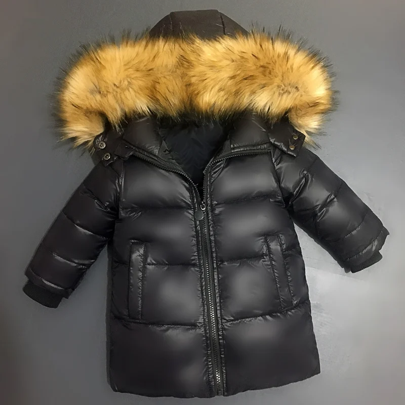 

Kids Jackets Boys Big Fur Collar Quilted Waterproof Winter Warm Snow Light Duck Down For Cold Parkas Children Outerwear & Coats