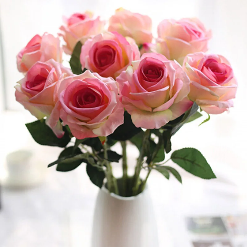 3pcs/lot silk rose artificial flowers high quality wedding fake flowers for home party decor Valentine's gift table accessories 3pcs/lot silk rose artificial flowers high quality wedding fake flowers for home party decor Valentine's gift table accessories