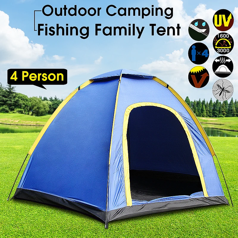 

3-4 Person Portable UV Resistant Waterproof Shade Shelter Outdoor Camping Family Beach Fishing Tent 190T Polyester Fabric
