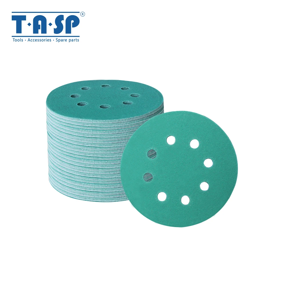 Ceny TASP 100 sztuk 125mm papier ścierny do szlifowania na mokro i na sucho 5 wodoodporna 8 otwór Anti Clog tarcze szlifierskie 60 400 Grit Hook Loop nośnika z folii