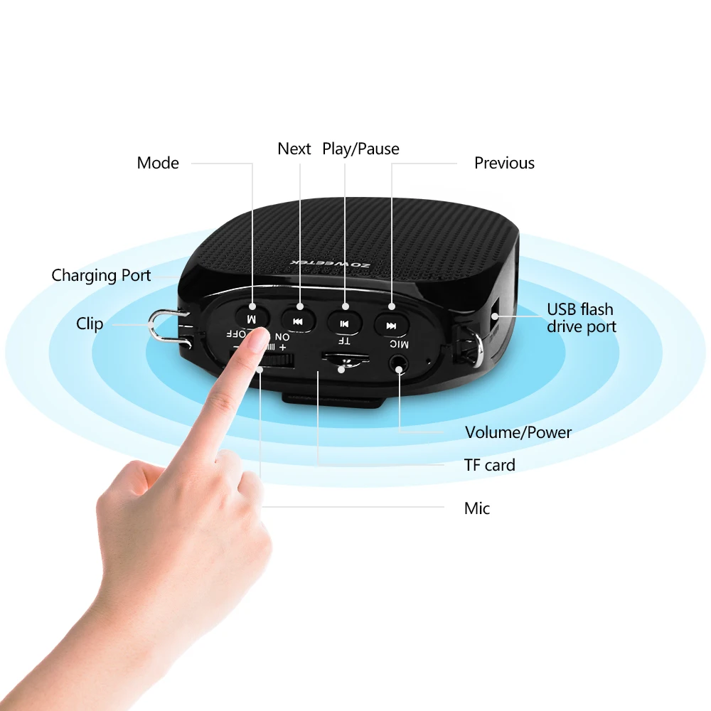 Zoweetek ультра Беспроводной Портативный UHF мини аудио динамик USB средство громкоговорящей связи для учителей промотуры руководство Йога