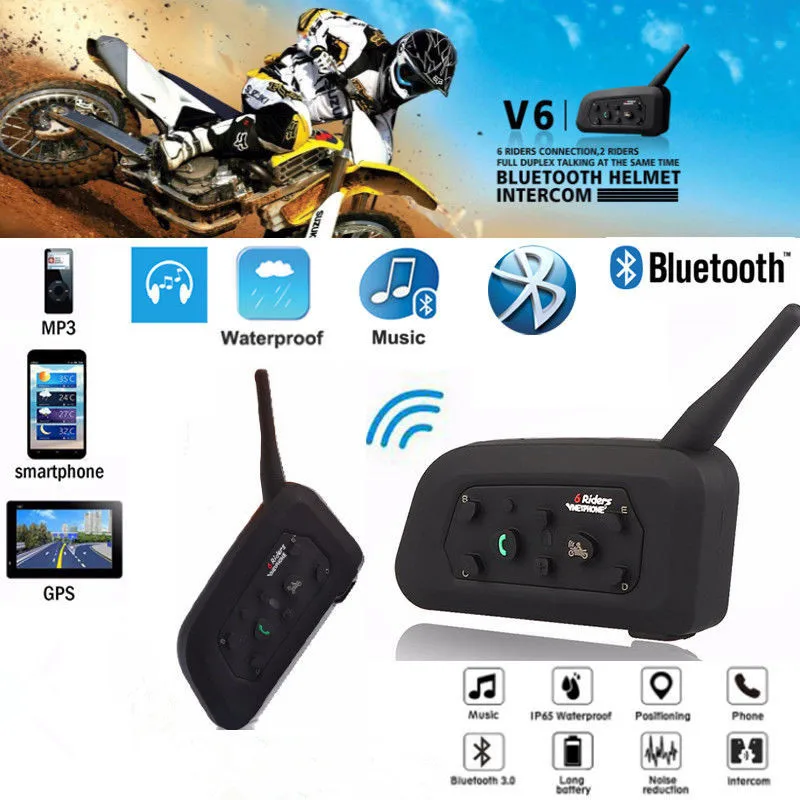 2 шт. мотоциклетный Bluetooth шлем мульти гарнитуры интерком для 6 всадников BT