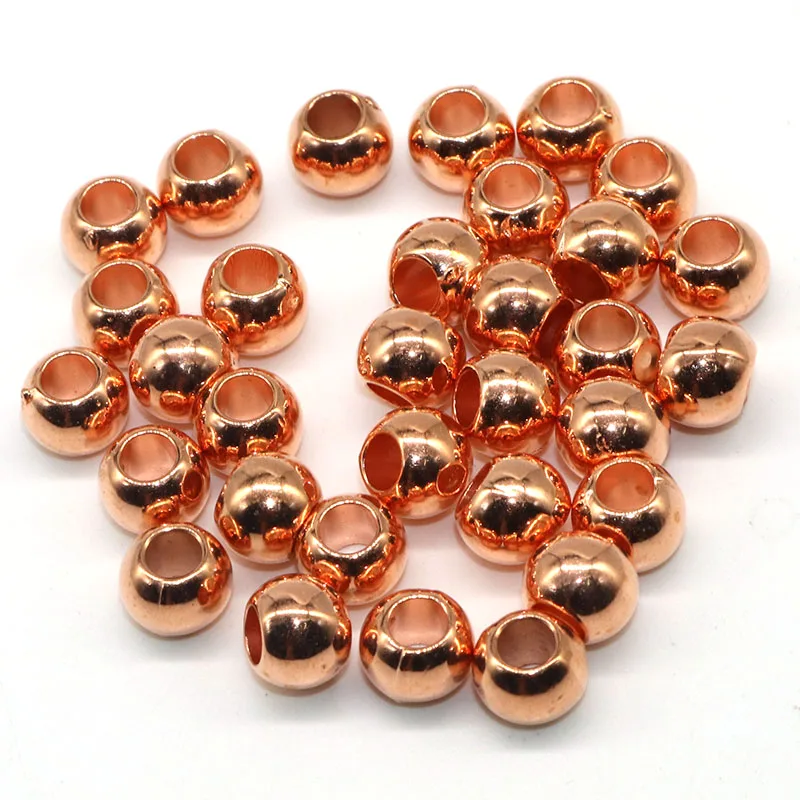 Smooth Round CCB Spacer Loose Beads Gold Rose Plated Big Large Hole Beads For DIY Jewelry Making Diy Accessories 8mm 200pcs/lot