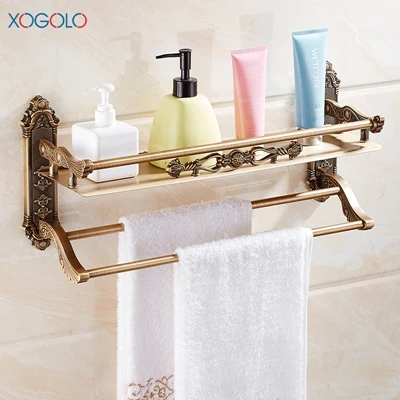 Style A Xogolo пространство Алюминий под старину Вырезка настенный Ванная комната полка с Полотенца бар подстаканники Для ванной Интимные аксессуары - Цвет: Style A