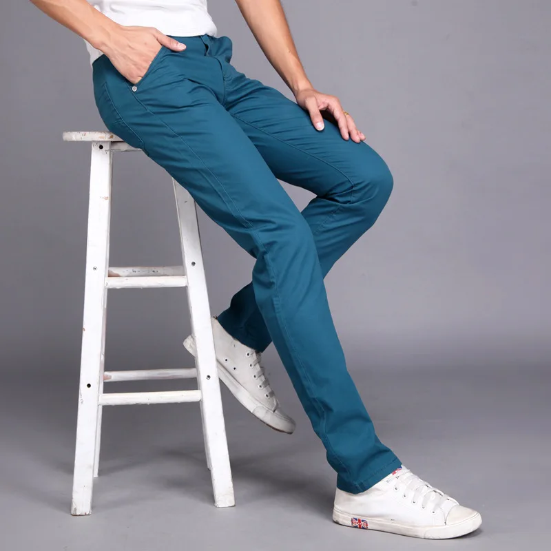 

Men Casual Pants spring summer New Fashion 2019 multi color Slim long pants Straight Male Pocket men's trousers pantalon hombre