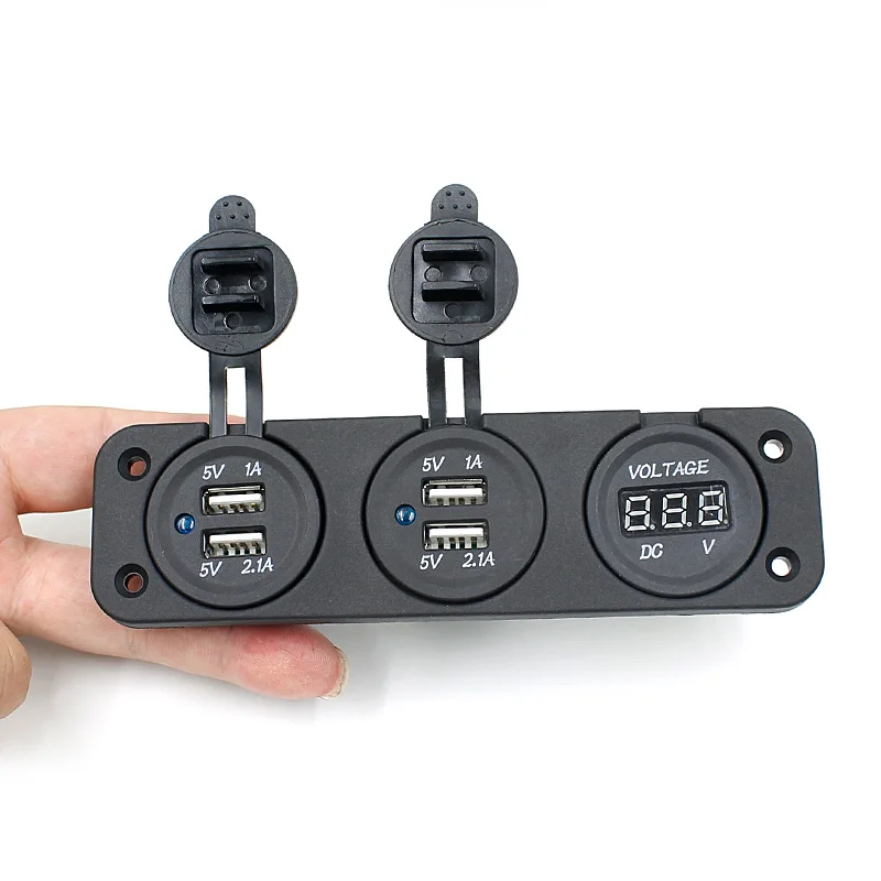 Довольно 12 В 24 В автомобилей Лодка Авто-прикуриватели разъем 4 USB Зарядное устройство Адаптеры питания вольтметр Outlet JR13