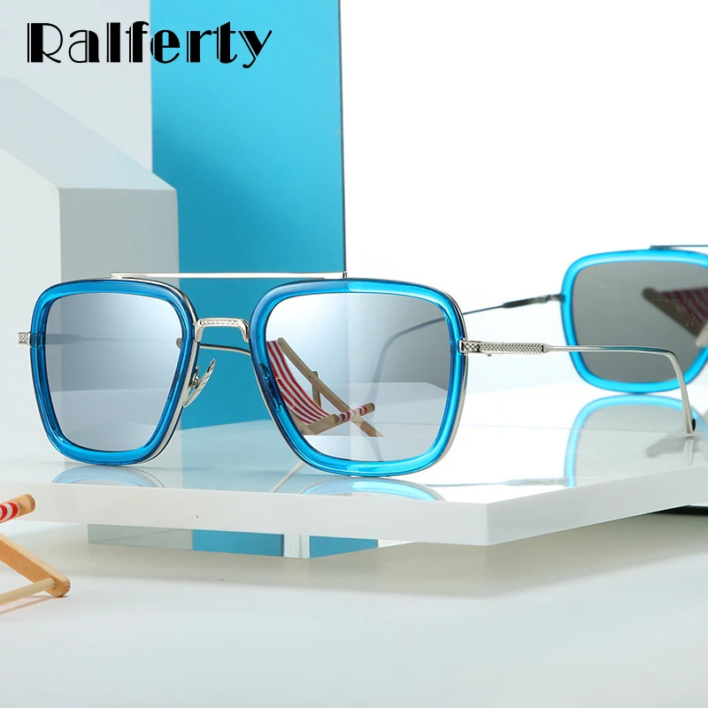 

Ralferty Vintage Sunglasses Men Women Brand Designer Star Sun Glasses Male UV400 Protection Eyewear Retro Square Glasses D743