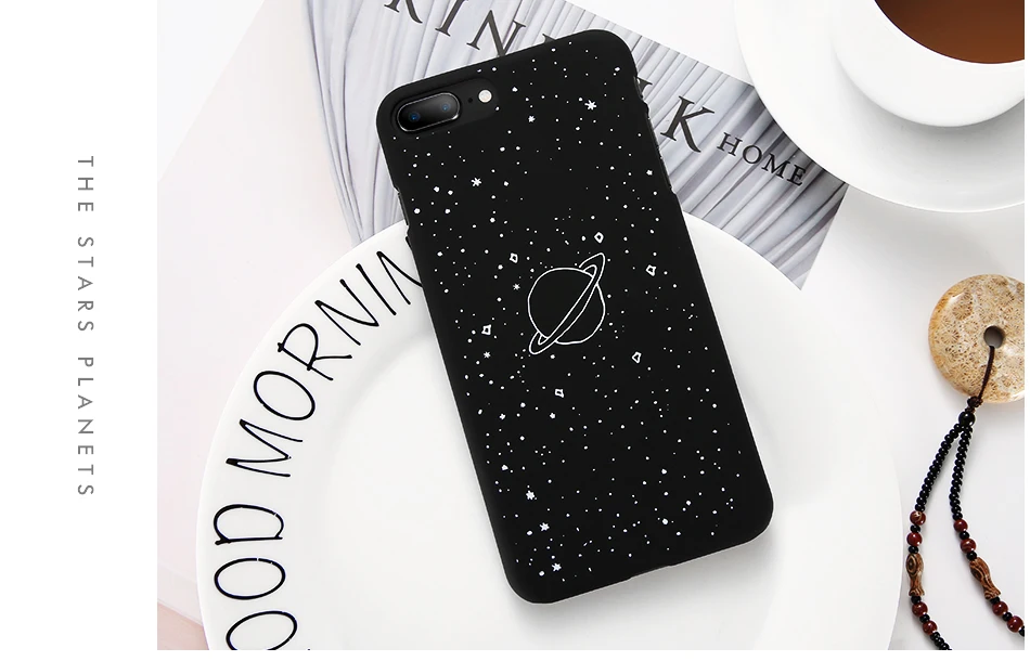 MR.YI Fashion Space Phone Case For iPhone 6 6S 7 8 Plus 5 5S SE X Cute Case Planet Moon Star Back Cover Hard PC For iPhone 7 8 6 (7)