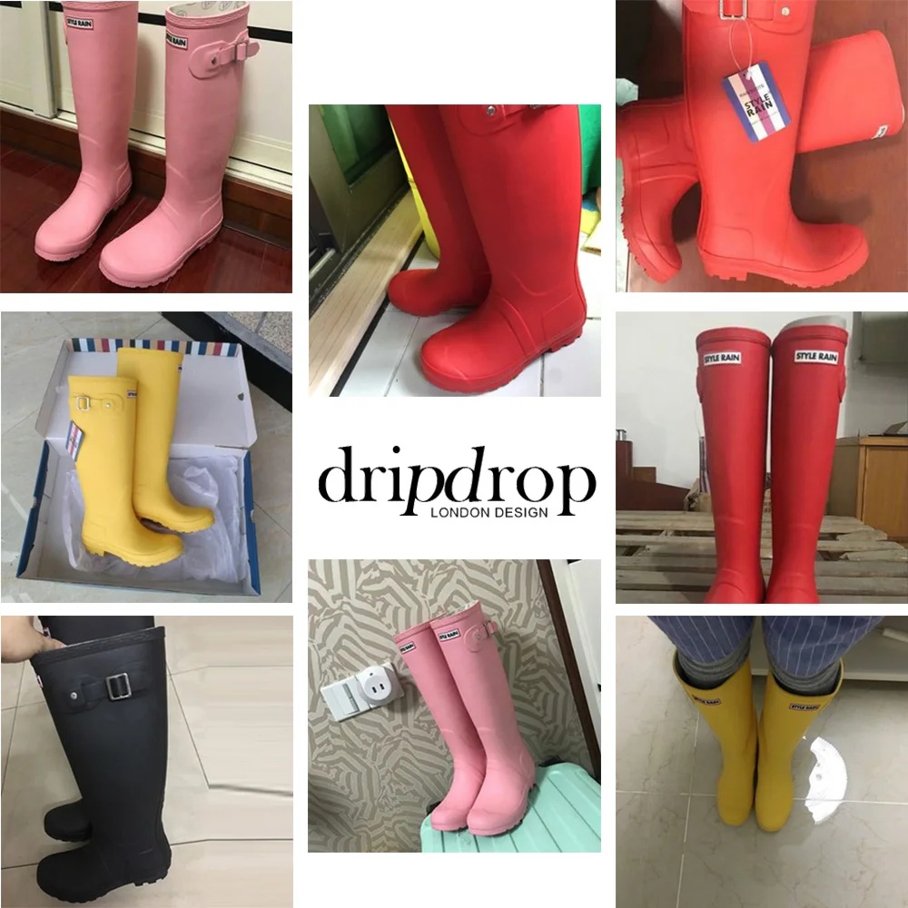 DRIPDROP Резиновые сапоги для женщин Женские резиновые сапоги до колена Однотонные