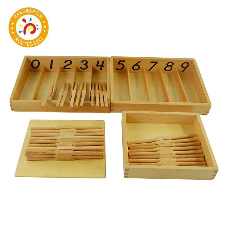 

Montessori Math Materials Spindle Box with 45 Spindles for Preschool Early Learning Tool