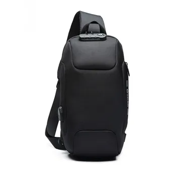 

2019 New USB burglar-proof leisure men's shoulder bag waterproof Oxford cloth fitness bag leisure bag