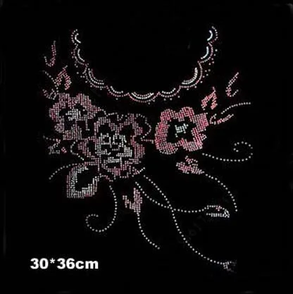 

2pc/lot Elegant red flower neckline hot fix rhinestones iron on transfers motif iron on rhinestone transfer design stone