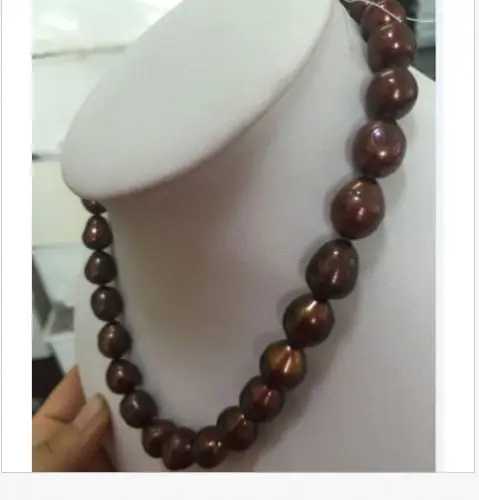 

FREE SHIPPING HOT sell new Style >>>>elegant 18inch13-14mm baroque chocolate pearl necklace