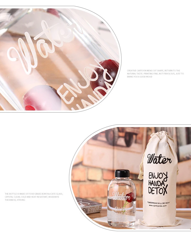 Ins Корея креативные прозрачные бутылки для спа-процедур фруктовый чай стеклянная бутылка спортивная Большая Емкость Спортивная бутылка для воды