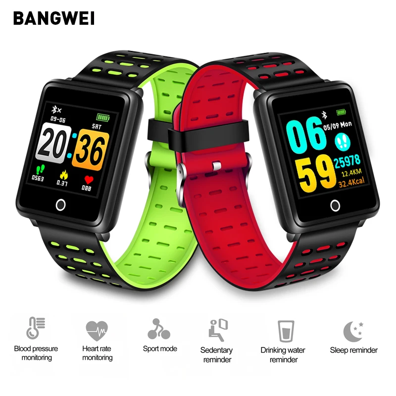 

BANGWEI Men's Smart Watch Blood Pressure Heart Rate Monitoring Pedometer Information Reminder IP67 Waterproof For Androis ios