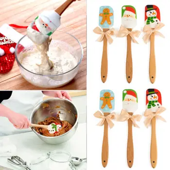 

Christmas Cake Knife Cream Butter Spatula Mixer Kitchen Batter Scraper Bakeware Tool new