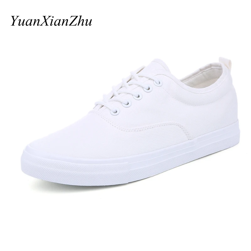 Hot Sale Men Summer Casual Shoes Fashion Black/White Canvas Mens Shoes Breathable Lace up Flats ...