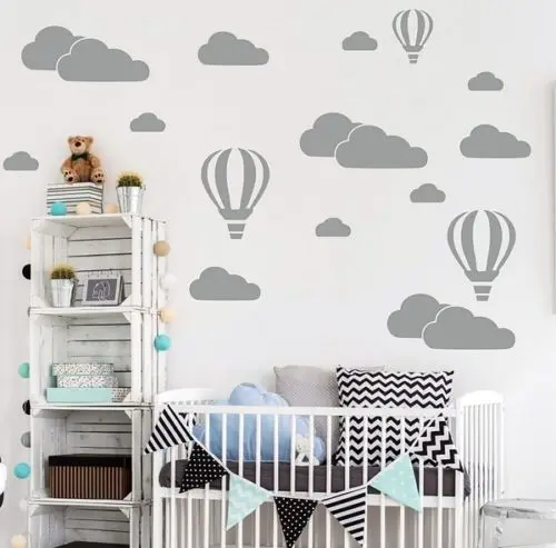 Mongolfiera Nuvole Wall Art Stickers soggiorno camera da letto per ... Mongolfiera Nuvole Wall Art Stickers soggiorno camera da letto per ...