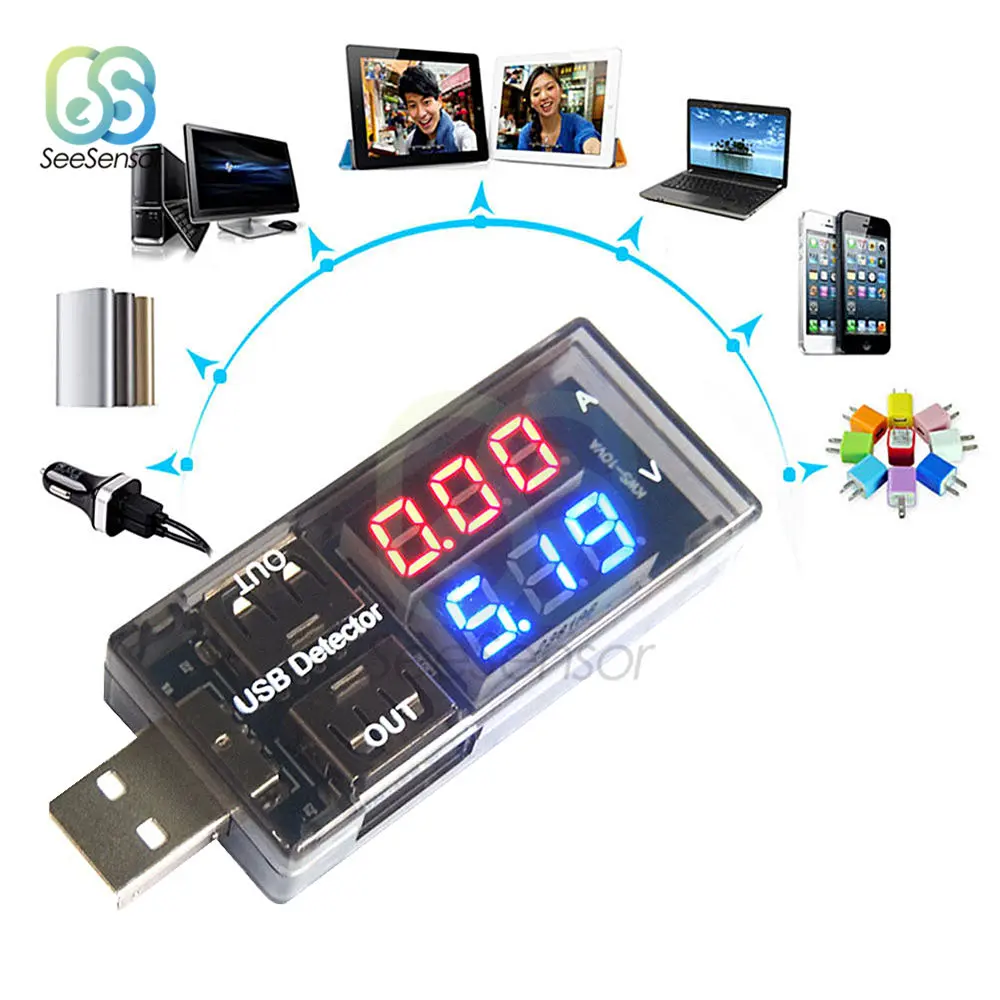 

Red+Blue Dual Display USB Current Voltage Charging Detector Tester Battery Voltmeter Ammeter Charger Doctor