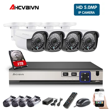 

4CH 5MP POE NVR Kit Security Camera CCTV System 4PCS Indoor outdoor POE IP Bullet Camera P2P Video Surveillance Set with 2tb hdd