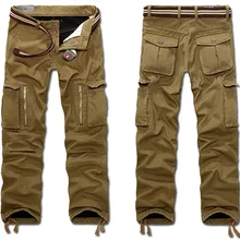 Мужские флисовые брюки-карго, зимние плотные теплые штаны, Длинные повседневные военные мешковатые Тактические Брюки с карманами, большие размеры 101404
