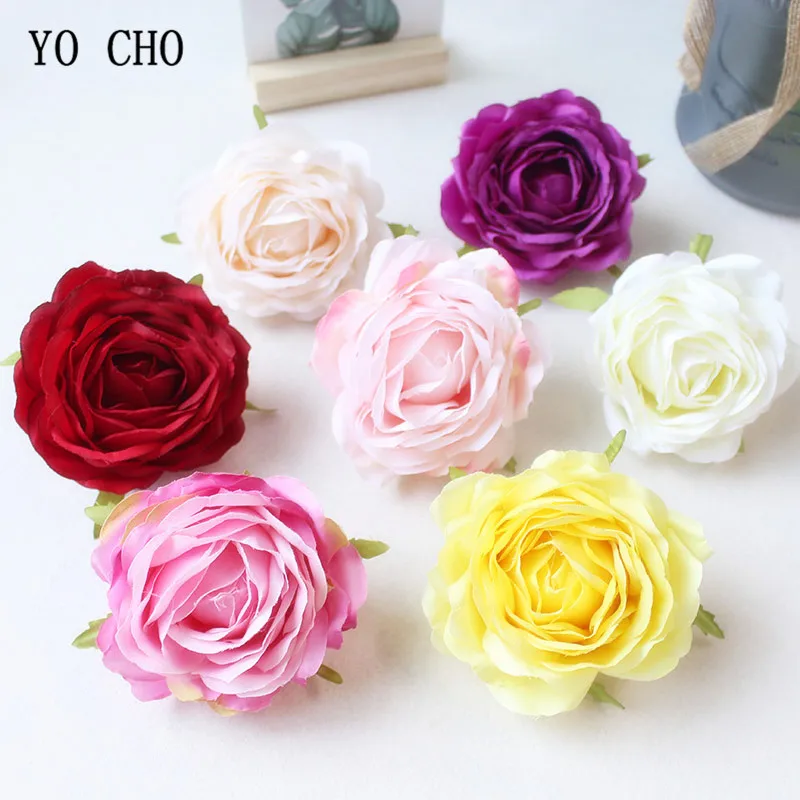  Red Rose Artificial Flower Head White Pink Silk Peony Big Flower Heads Wedding Party Decoration Fake Flowers Diy Wreath  (12)