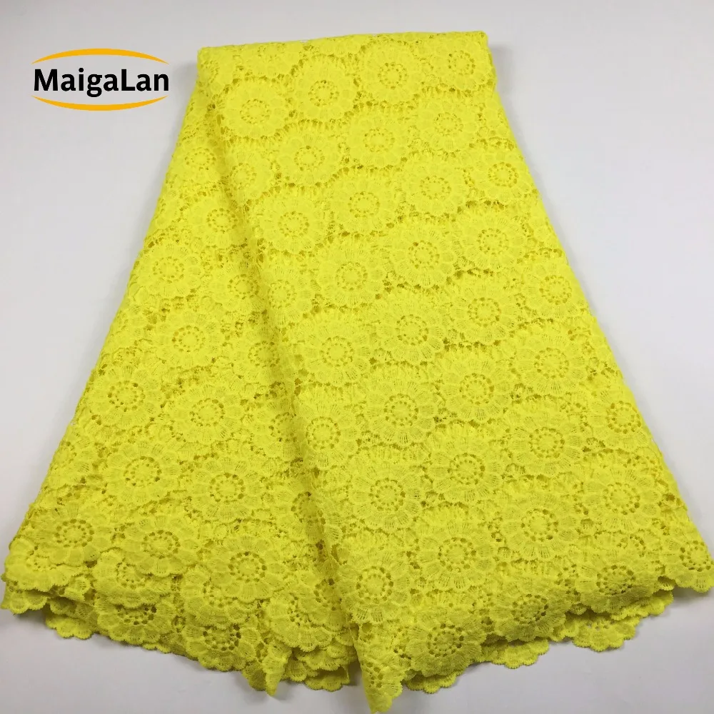 

MAIGALAN Yellow African Lace Fabric High Quality nigeria lace cord lace fabric african guipure lace for wedding party LJ7N-781