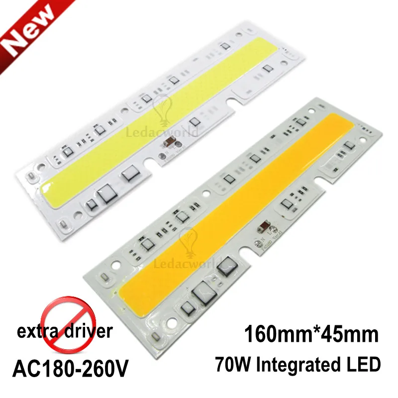 2 개/몫 220 v 70 w ip65 투광 조명 led cob 칩, 통합 스마트 ic 직사각형 따뜻한 흰색 차가운 흰색 광원, 사용하기 쉬운
