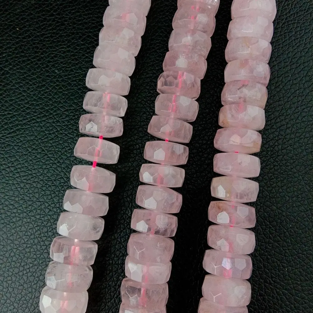 Натуральный 8x15 мм розовый кристалл граненый Rondelle самородок бусины 1" нитка