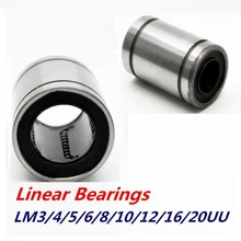 10 pièces linéaire douille LM3UU LM4UU LM16UU LM20UU roulements linéaires pour tiges Rail linéaire roulement à billes linéaire bague CNC pièces