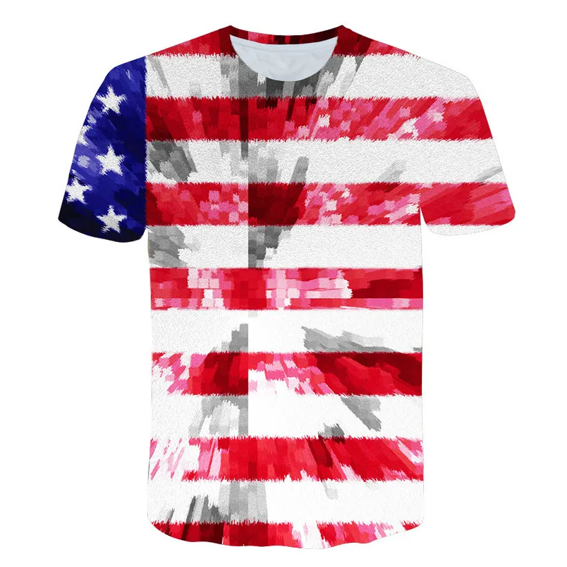 America Fashion USA Flag Print T shirt Men 3d T shirt Stars Striped Tee ...