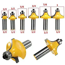 6 шт. Круглый Карбид более фреза для отделки кромки Набор бит инструменты 1/2 "хвостовик, для деревообработки фреза