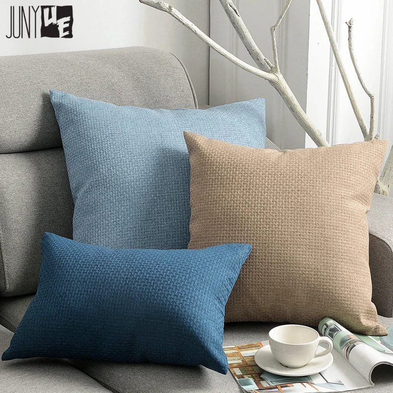 

Solid Cushion Cover Cotton Linen Pillow Covers Decorative Throw Pillow Case for Sofa Chair Car Seat Rattan Pattern Pillowcase