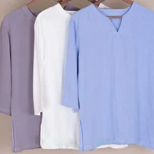 Летние хлопковые и льняные Лохан Архат дзен рубашки шаолин буддийские монахи кунг-фу мужские боевые искусства Тан костюмы синий/серый/белый