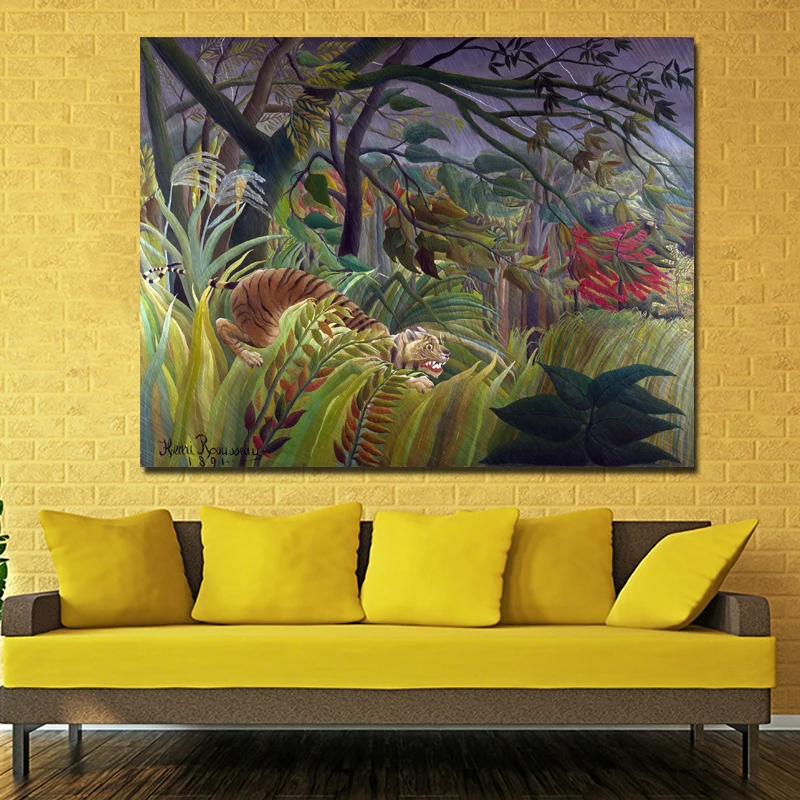 Тигр в джунглях Анри Руссо абстрактные пейзажные картины печать на холсте настенный художественный плакат без рамы картина для домашнего декора