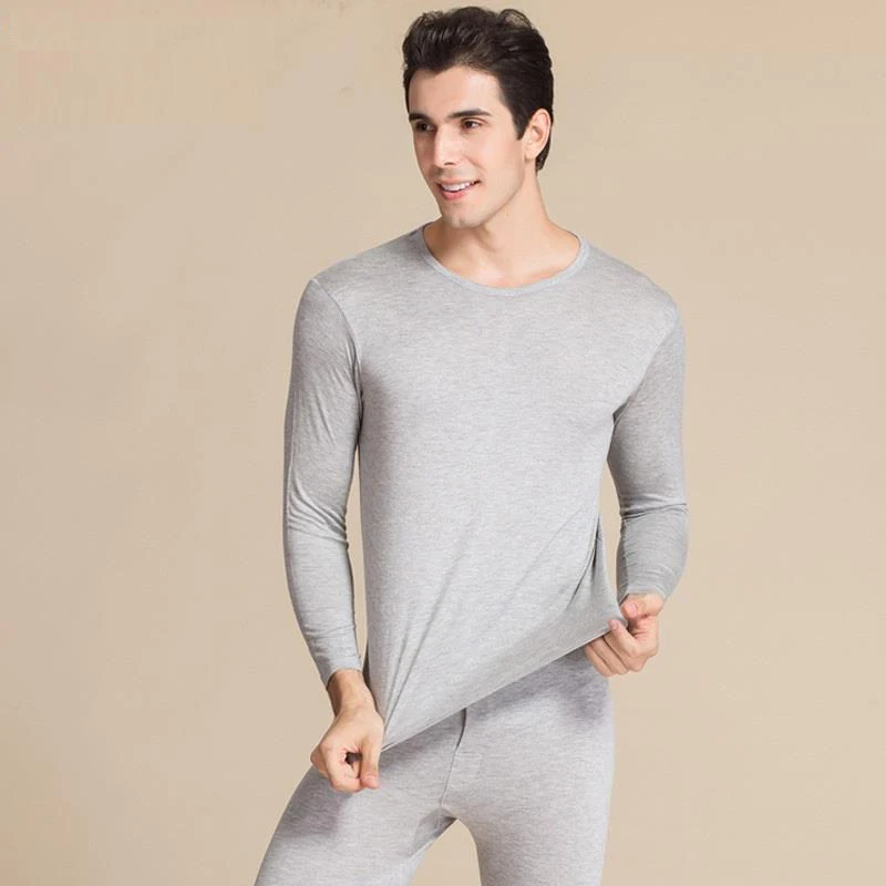 High Quality Autumn Men's Sleepwear Men Warm Underwear Men's Thermal Antibacterial Pijama sets 70% Silk 30% Cotton G1075