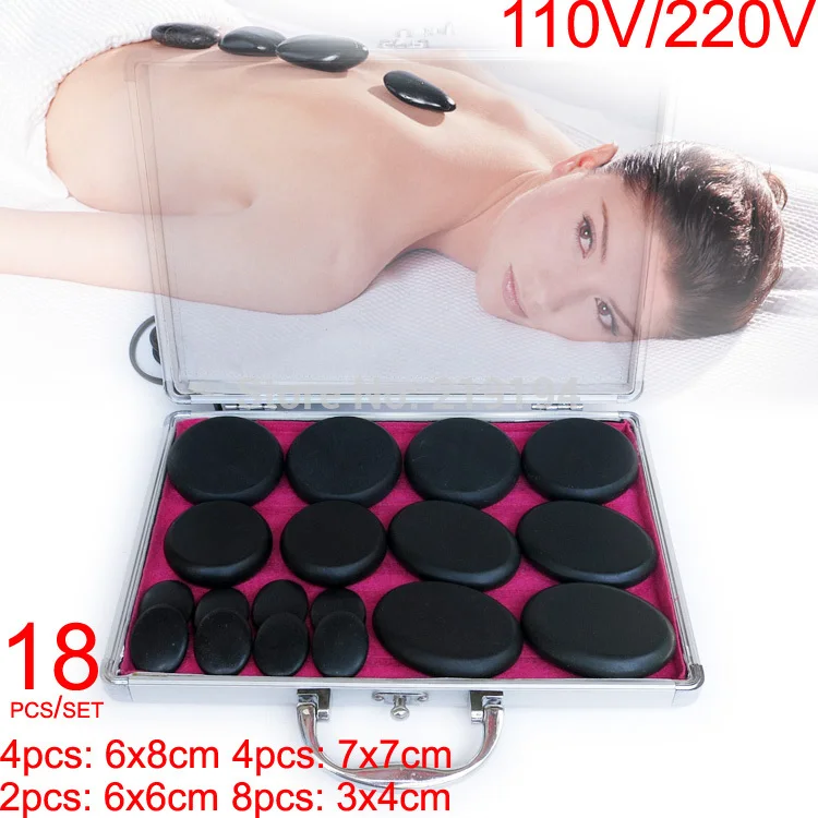 

HOT! 18pcs/set power massage stone set hot stone with heater box ysgyp-nls