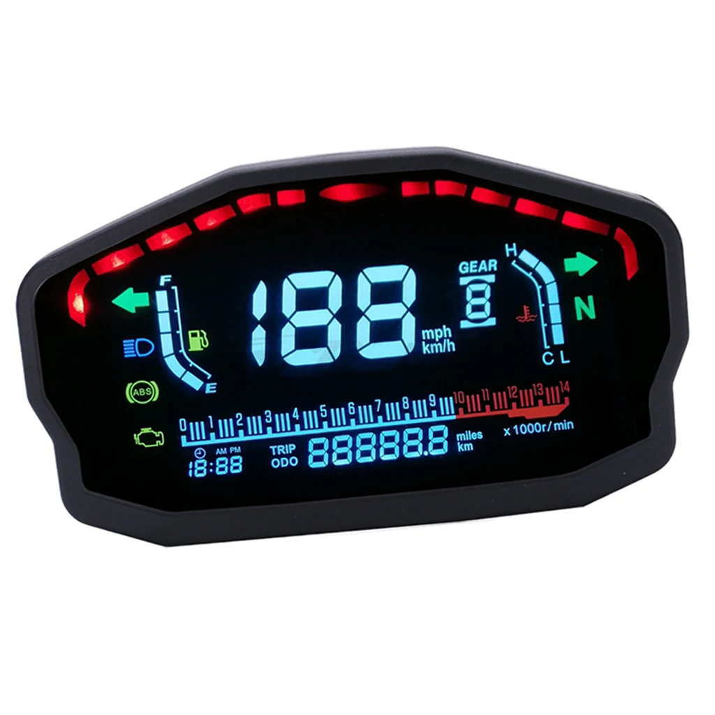 Digital LCD Display Thermometer Temperature Gauge Speedometer Tachometer Universal  for Motorbike