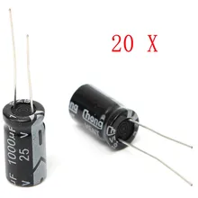 20 шт./компл. Алюминий электролитический конденсатор с алюминиевой крышкой, большой размер 10*17 мм подключаемого модуля, алюминиевая крышка, 25В 1000 электролитический конденсатор, алюминиевая крышка, 25В/1000 мкФ