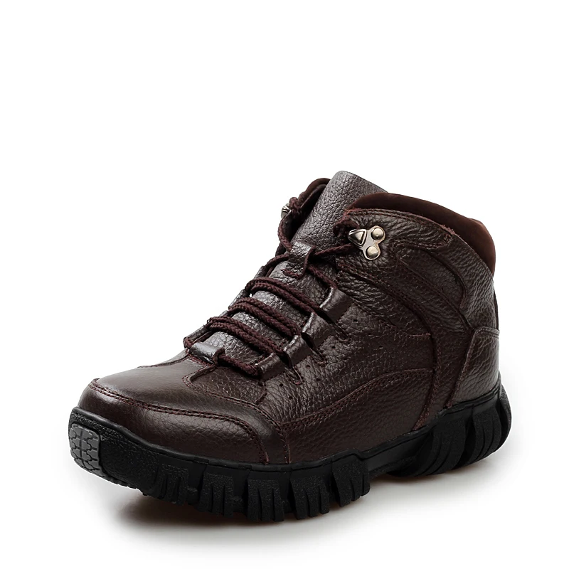 Hiver Bottes Hommes En Hombre452 Chaussures Noir Véritable D'hiver Fourrure Pour Cuir Chaud Zapatos Militaire Super marron SB5Ccqn