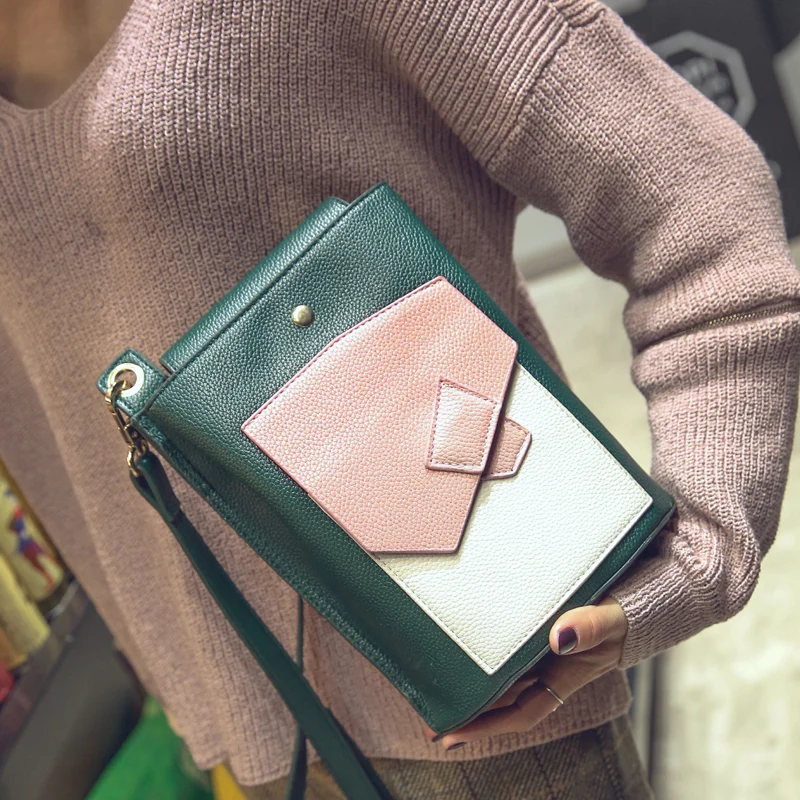

The spring of 2019 new handbag shoulder bag compartment Korean fashion personality color mosaic satchel tide