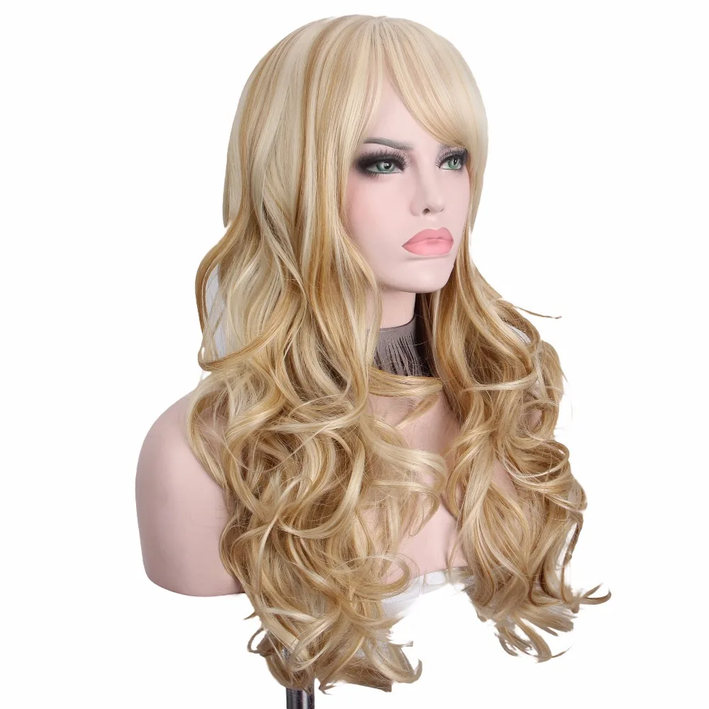 Long Blonde Wig Hair Anxin Wigs For Women Long Curly Hairs Synthetic