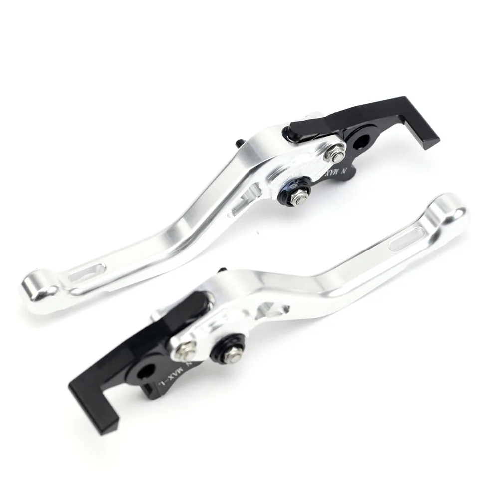 Короткие Передние Задние тормозные рычаги для YAMAHA NMAX155, NMAX125- Мотоцикл CNC Алюминиевый Регулируемый - Цвет: Серебристый
