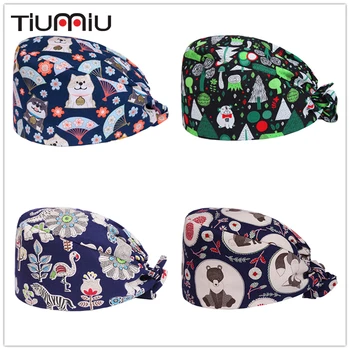 

Funny Animals Print Medical Caps Surgical Scrub Cap Hospital Doctor Dentist Laboratory Pharmacy Beauty Salon Men Women Work Wear